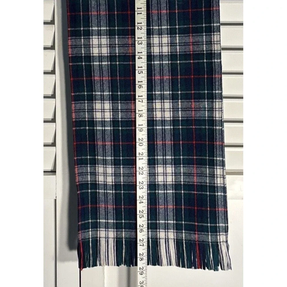 Pendleton Scarf 100% Virgin Wool Green Navy Red Tartan Plaid‎ Fringed USA Made